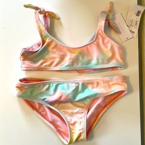 Raisins girls multicolor {mostly pink and turquoise} bikini NWT size 8.